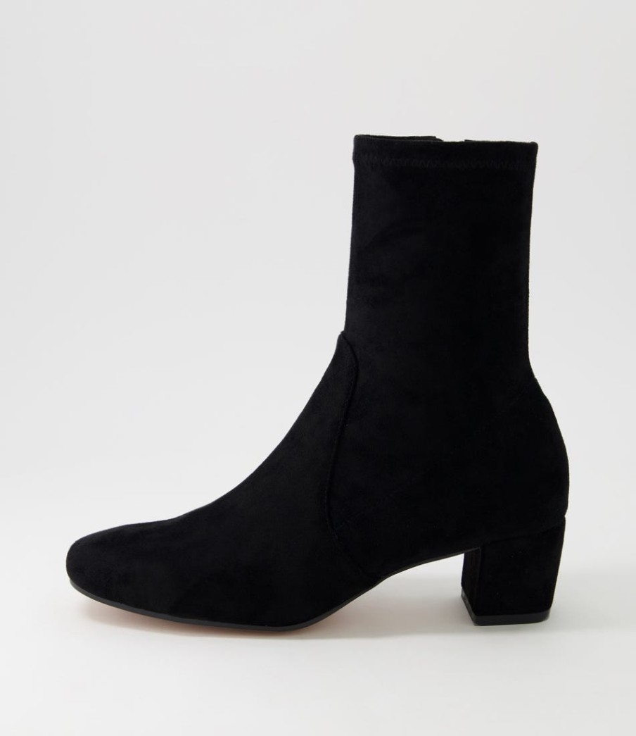 DJANGO & JULIETTE Hartful Black Stretch Microsuede Ankle Boots | Boots