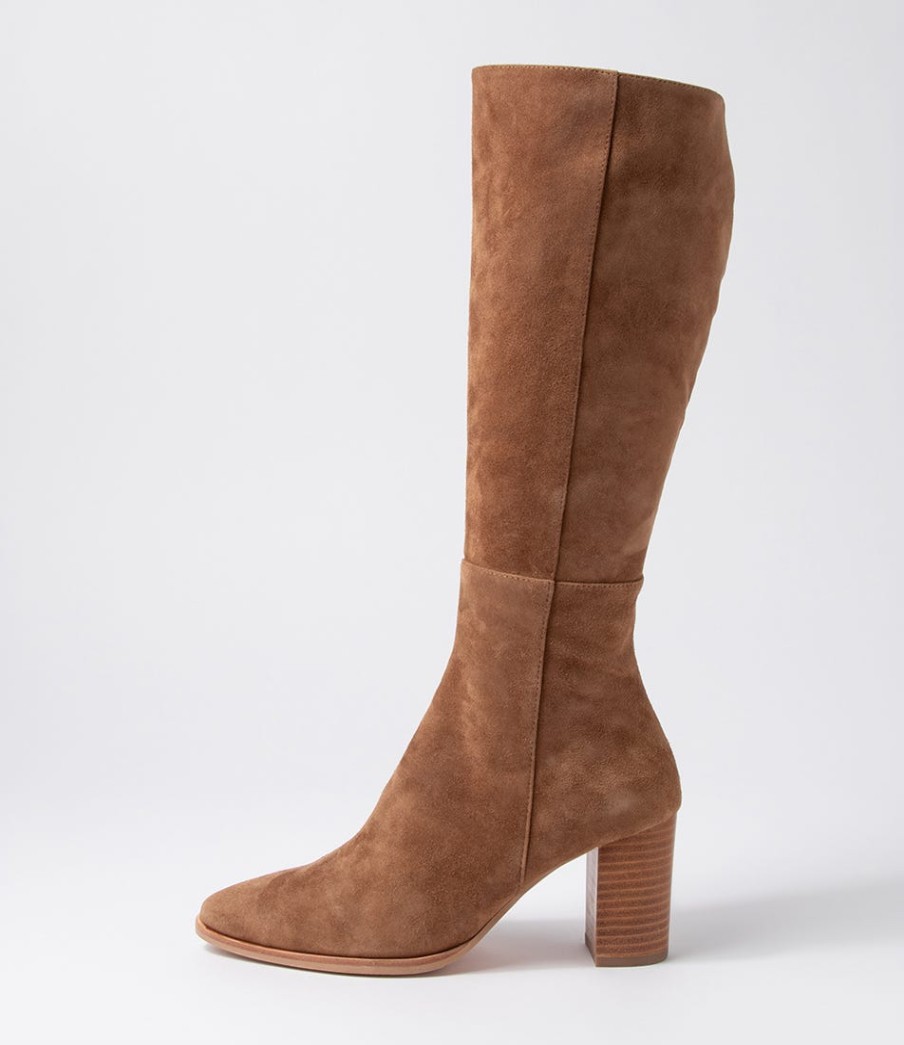 DJANGO & JULIETTE Allouta Light Choc Suede Knee High Boots | Boots