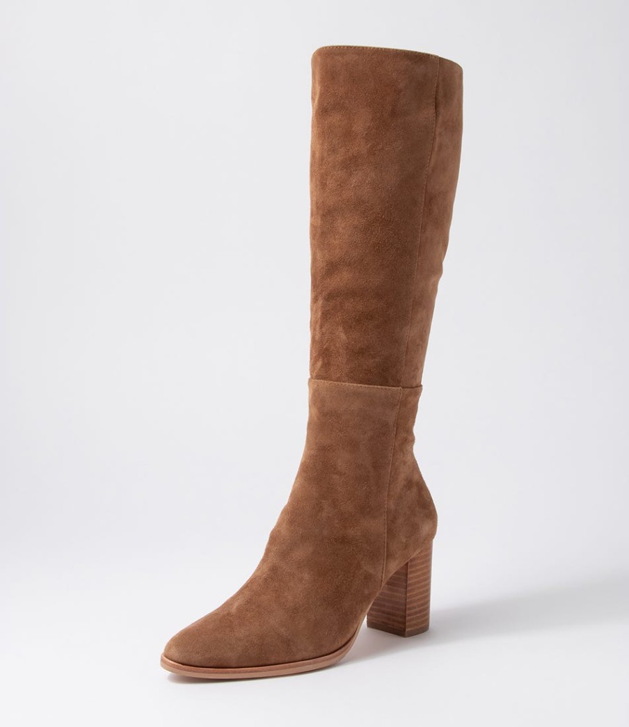 DJANGO & JULIETTE Allouta Light Choc Suede Knee High Boots | Boots