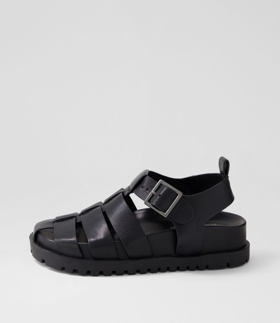 DJANGO & JULIETTE Ulycia Black Leather Sandals | Sandals