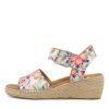 ZIERA Kraig Xw Orange Floral Leather Sandals | Espadrilles