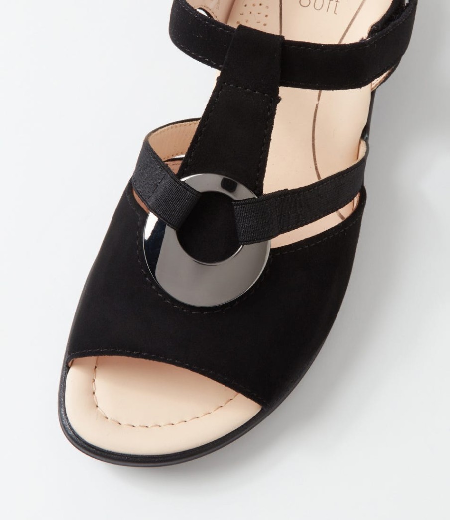 ARA Lugano 30 Schwarz Suede Sandals | Comfort