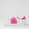 DJANGO & JULIETTE Loredos White Hot Pink Leather Sneakers | Sneakers