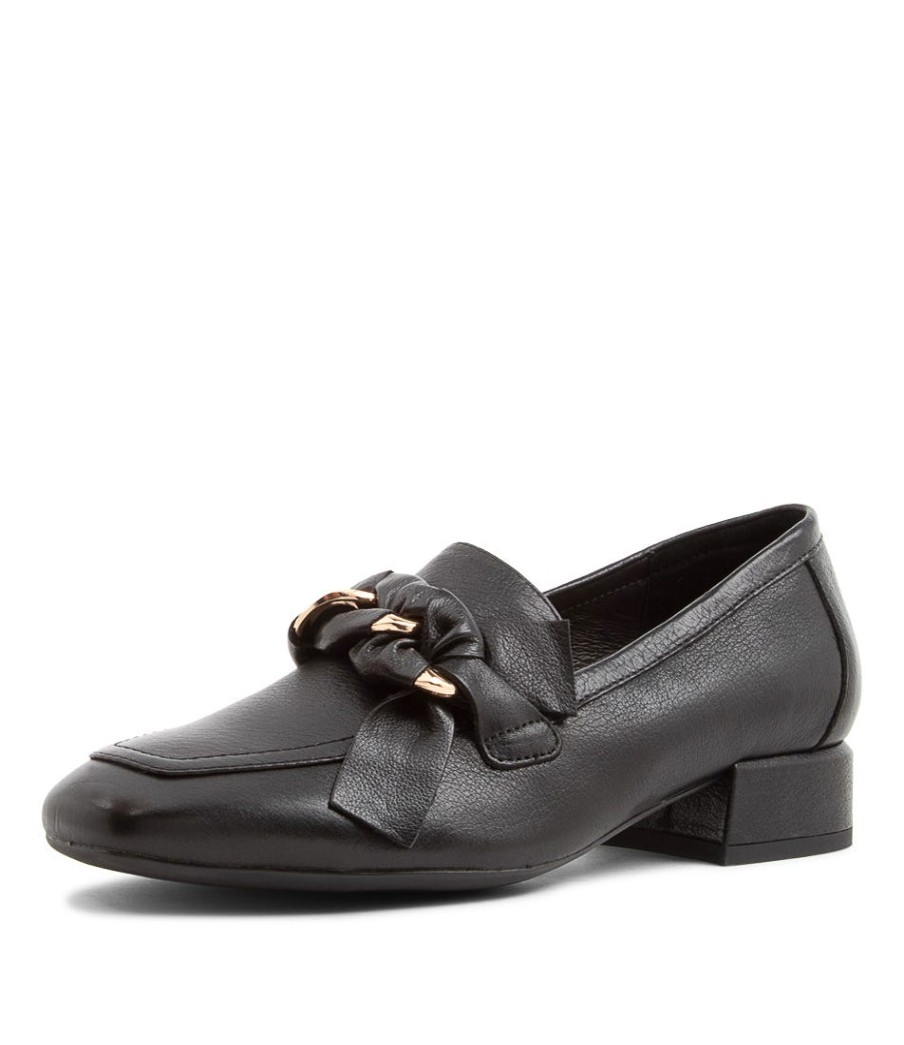 DJANGO & JULIETTE Viserys Black Leather Heels | Loafers