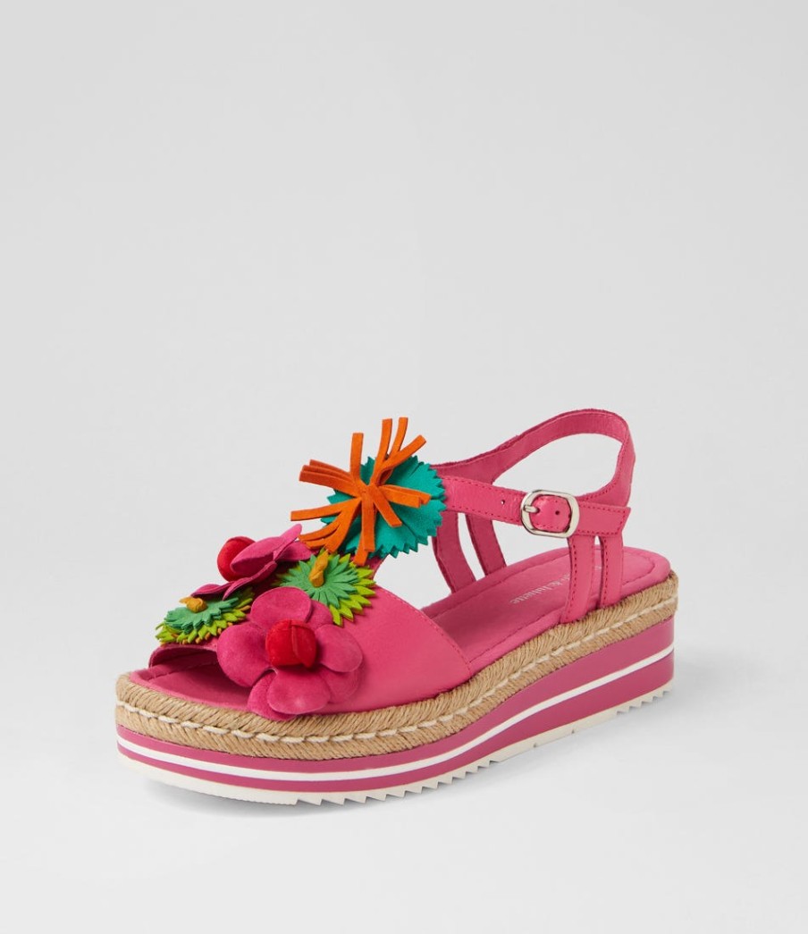 DJANGO & JULIETTE Abela Fuchsia Multi Leather Espadrilles | Espadrilles