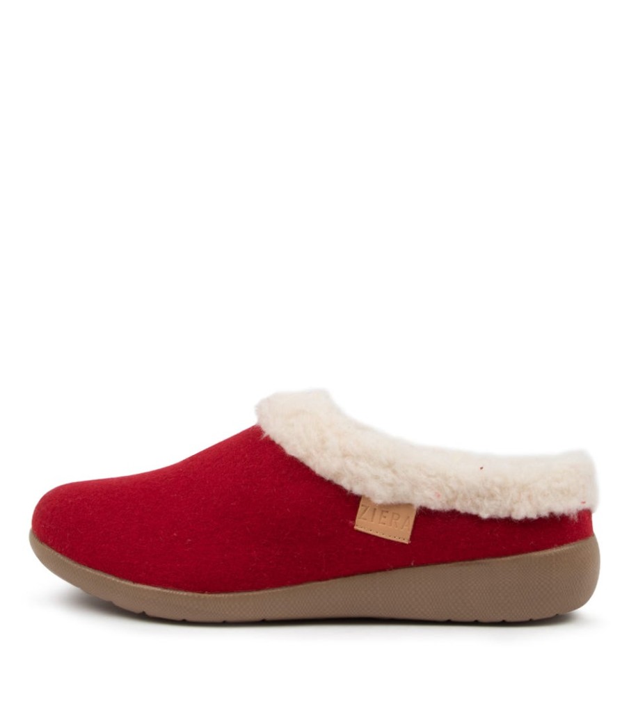 ZIERA Fifi Xw Red Fabric Slippers | Comfort