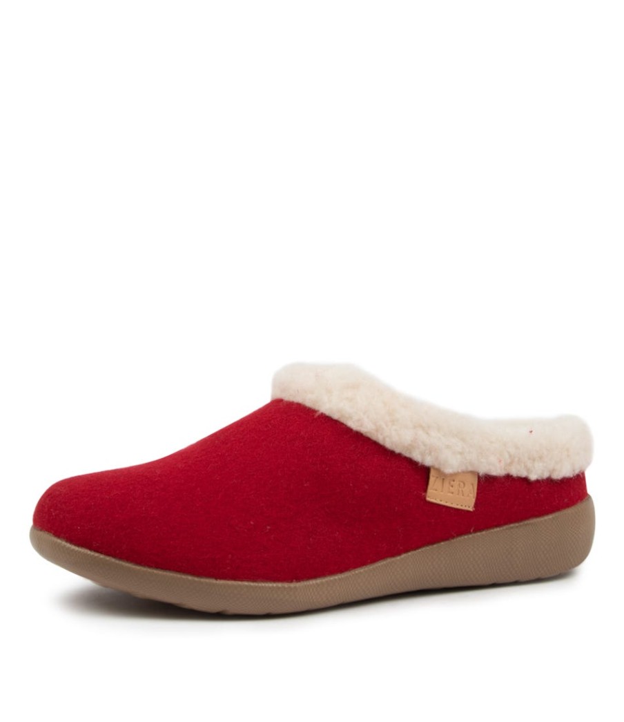 ZIERA Fifi Xw Red Fabric Slippers | Comfort