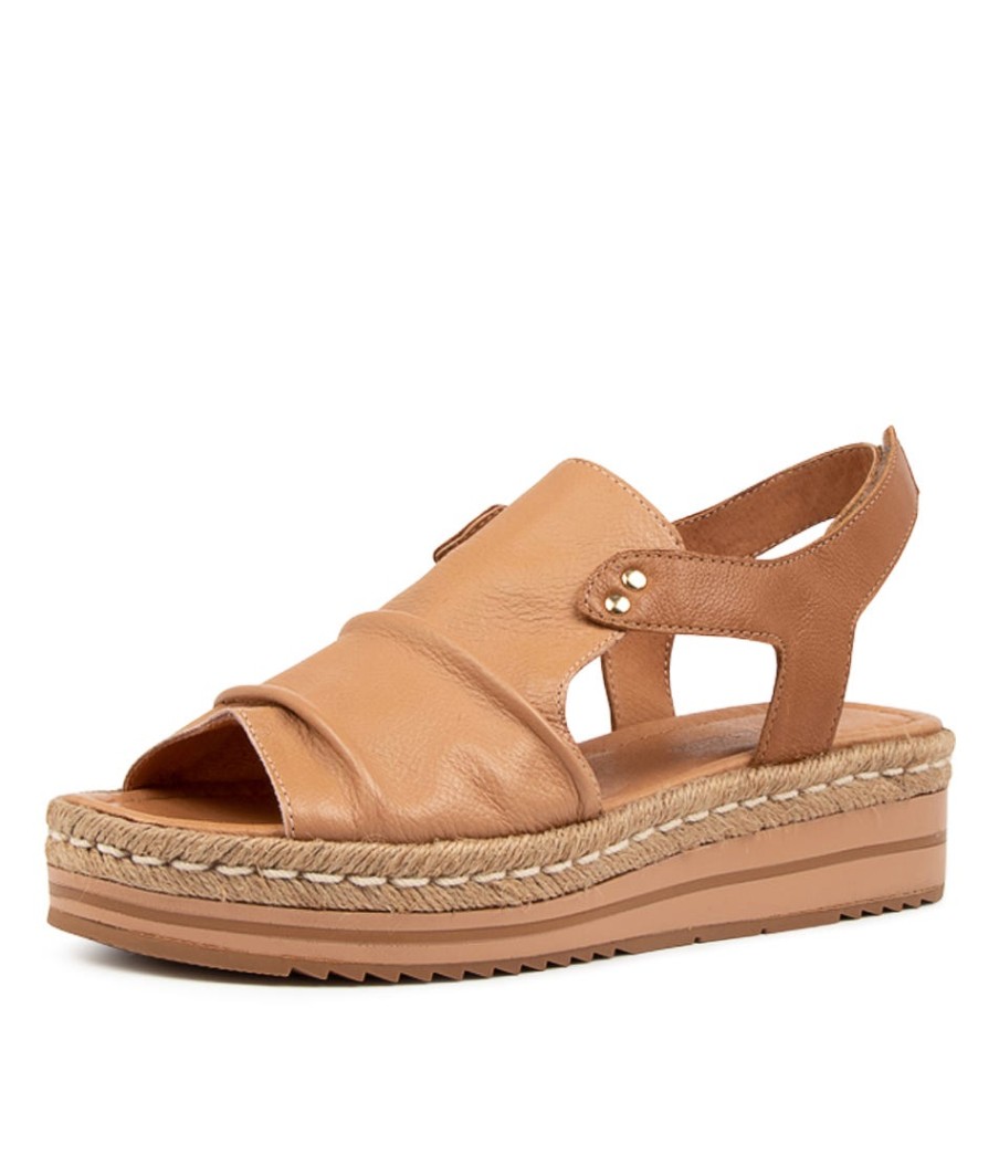 DJANGO & JULIETTE Alora Cafe-Dk Tan Leather | Espadrilles