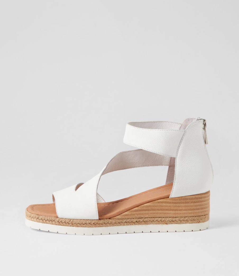 DJANGO & JULIETTE Ismet White Leather Espadrilles | Espadrilles