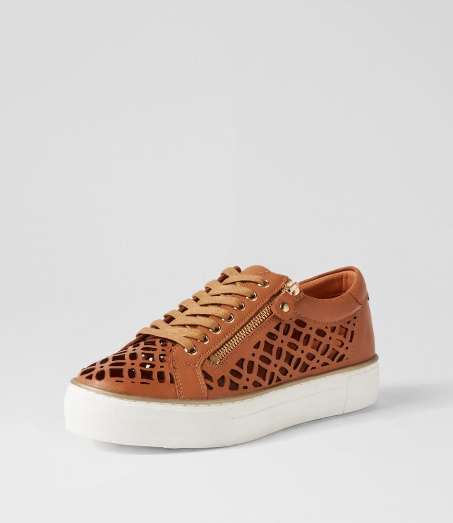 DJANGO & JULIETTE Flynng Tan White Leather Sneakers | Sneakers