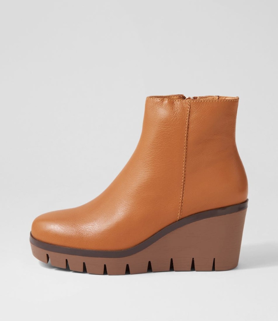 DJANGO & JULIETTE Nish Dark Tan Leather Ankle Boots | Boots