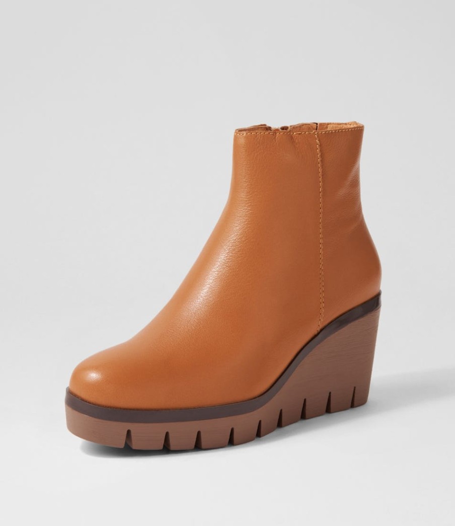 DJANGO & JULIETTE Nish Dark Tan Leather Ankle Boots | Boots