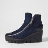 DJANGO & JULIETTE Nalani Navy Patent Suede Ankle Boots | Boots