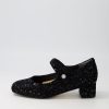 ZIERA Kitty W Black Sparkle Suede Mary Jane Heels | Heels