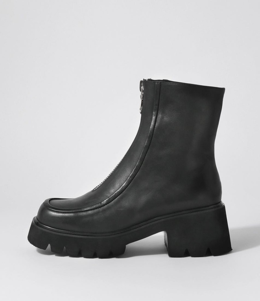 DJANGO & JULIETTE Bilbay Black Leather Ankle Boots | Boots