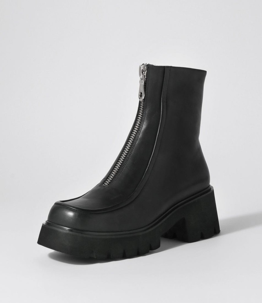 DJANGO & JULIETTE Bilbay Black Leather Ankle Boots | Boots