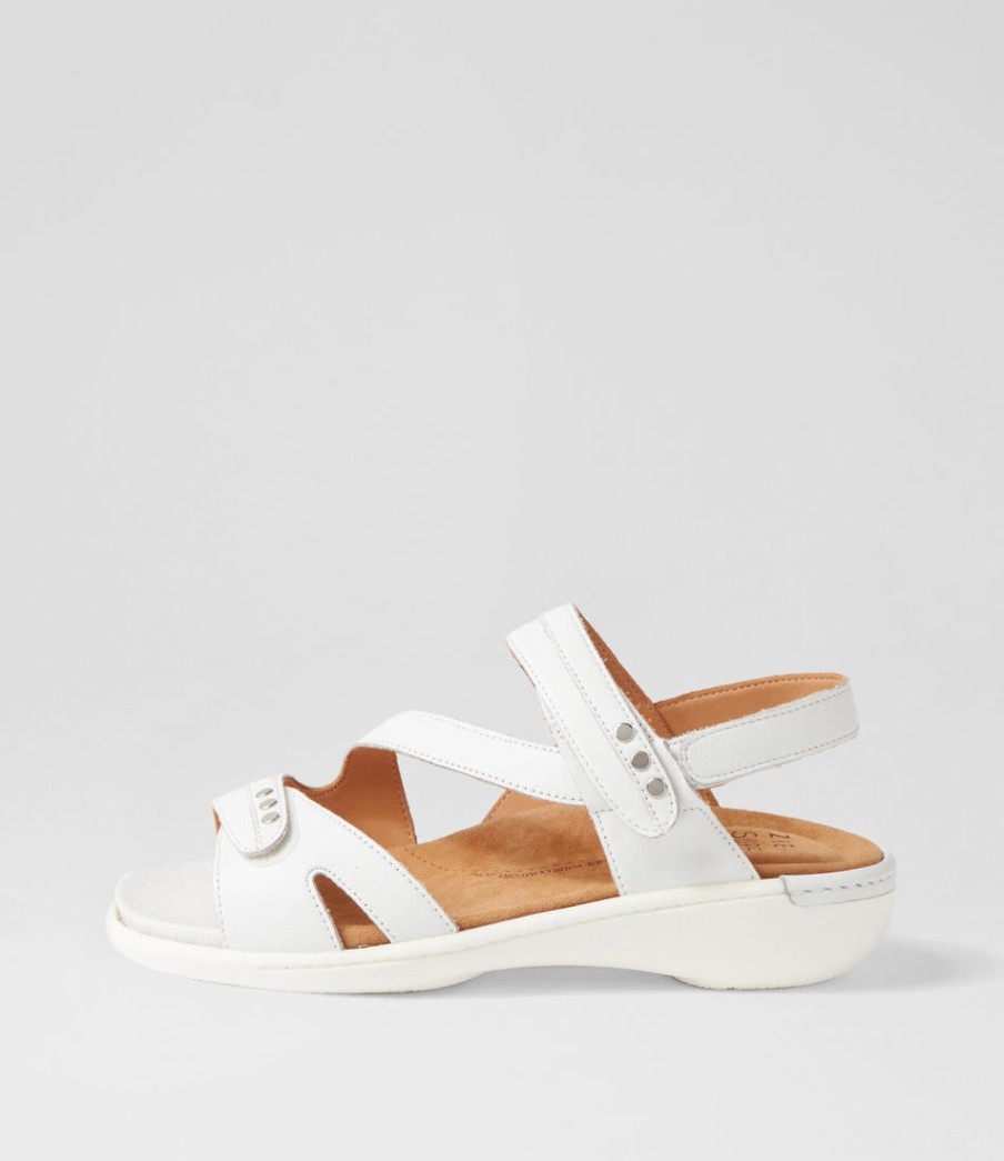 ZIERA Beaux W White Leather Sandals | Wedges