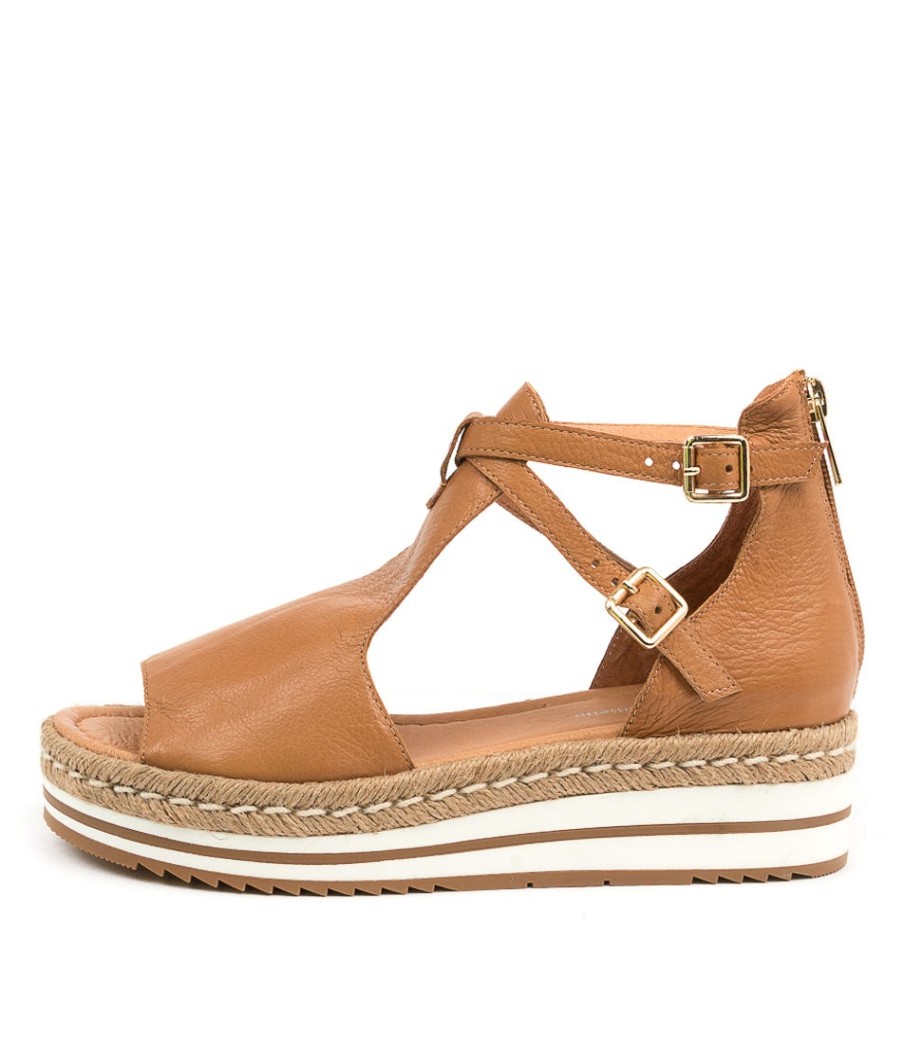 DJANGO & JULIETTE Alexys Dk Tan Leather | Espadrilles