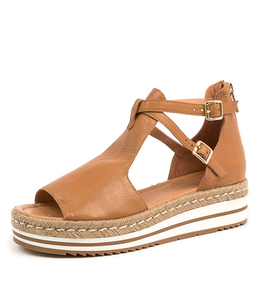 DJANGO & JULIETTE Alexys Dk Tan Leather | Espadrilles