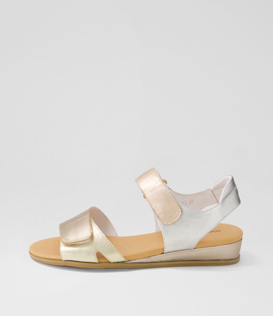 DJANGO & JULIETTE Halima Champagne Gold Multi Sandals | Wedges