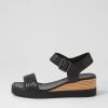 DJANGO & JULIETTE Imari Black Weave Leather Sandals | Espadrilles