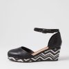 DJANGO & JULIETTE Rylaf Black Aztec Leather Clogs | Espadrilles