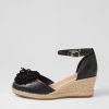 DJANGO & JULIETTE Rakim Black Leather Suede Wedges | Espadrilles