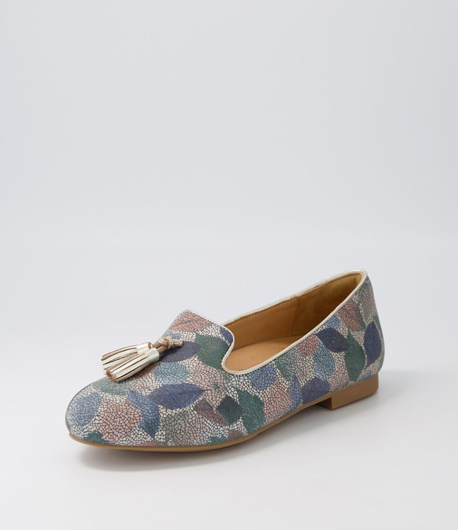 ZIERA Charter Xf Blue Leaf Gold Multi Flat Shoes | Loafers