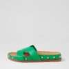 DJANGO & JULIETTE Quaden Bright Emerald Silver Leather Slides | Flats