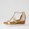 ZIERA Pellie W Champagne Leather Sandals | Wedges