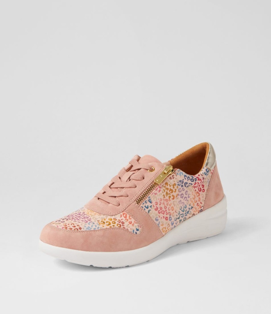 ZIERA Newton W Rose Pink Leopard Multi Sneakers | Wedges