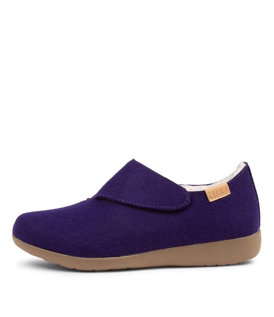 ZIERA Fliss Xw Dk Purple Fabric | Loafers