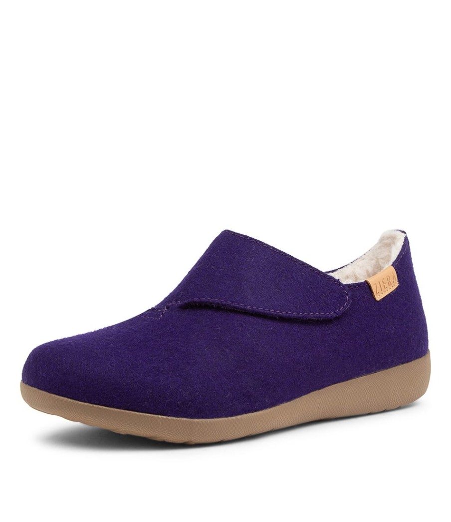 ZIERA Fliss Xw Dk Purple Fabric | Loafers