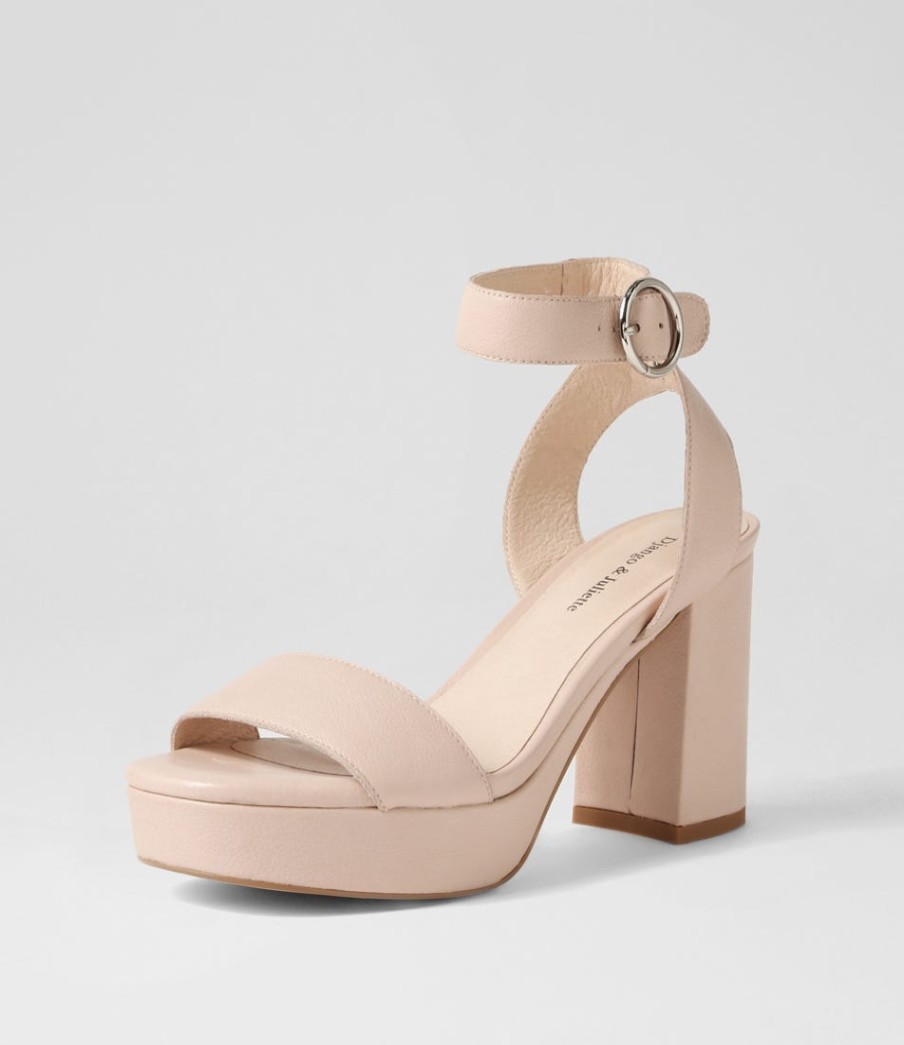 DJANGO & JULIETTE Oita Nude Leather Sandals | Heels