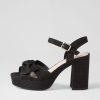 DJANGO & JULIETTE Omee Black Shine Fabric Sandals | Heels