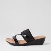 SUPERSOFT Paralee Black Patent Elastic Slides | Wedges