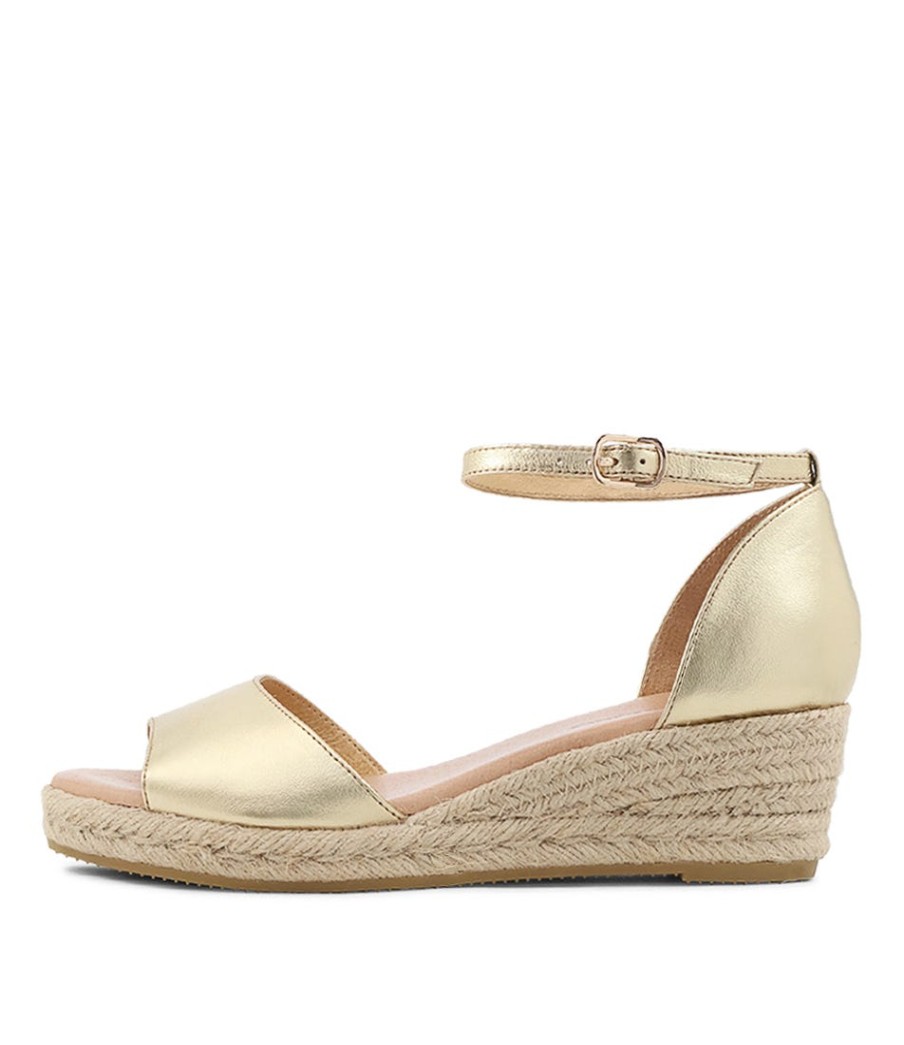 DJANGO & JULIETTE Skip Gold Natural Rope Leather Espadrilles | Espadrilles