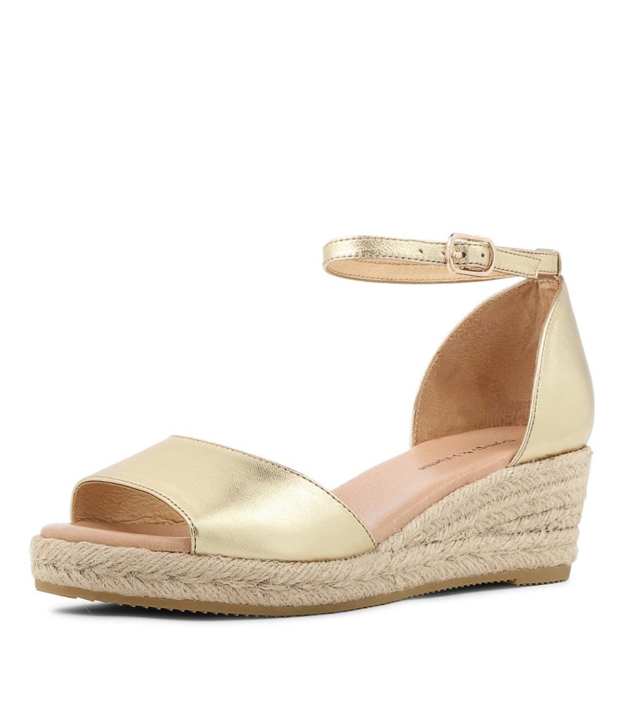 DJANGO & JULIETTE Skip Gold Natural Rope Leather Espadrilles | Espadrilles