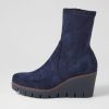 DJANGO & JULIETTE Nibal Navy Stretch Microsuede Ankle Boots | Boots