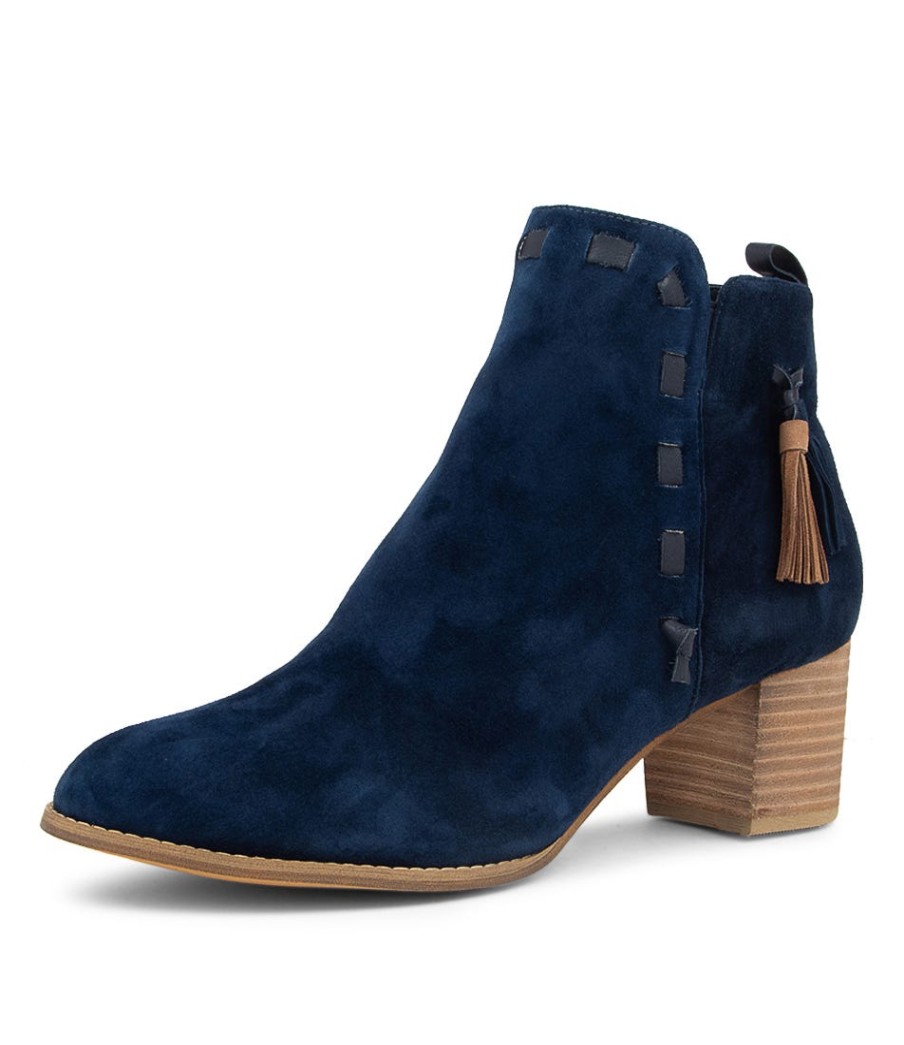 DJANGO & JULIETTE Shamsa Navy Suede Ankle Boots | Boots