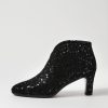 DJANGO & JULIETTE Templess Black Sparkle Suede Ankle Boots | Boots