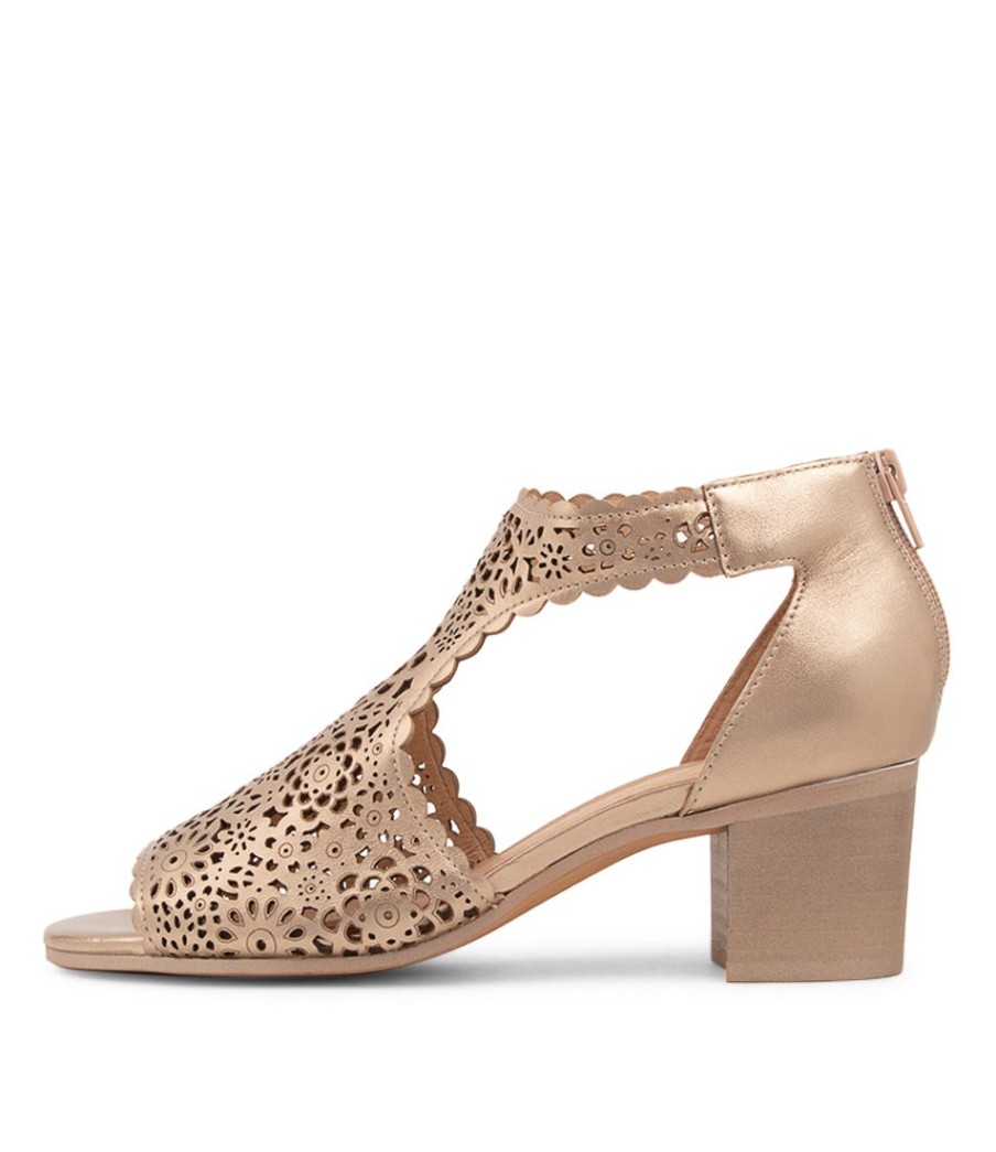 DJANGO & JULIETTE Bames Champagne Leather Sandals | Heels