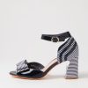 DJANGO & JULIETTE Kadmiel Navy Stripe Patent Leather Sandals | Heels