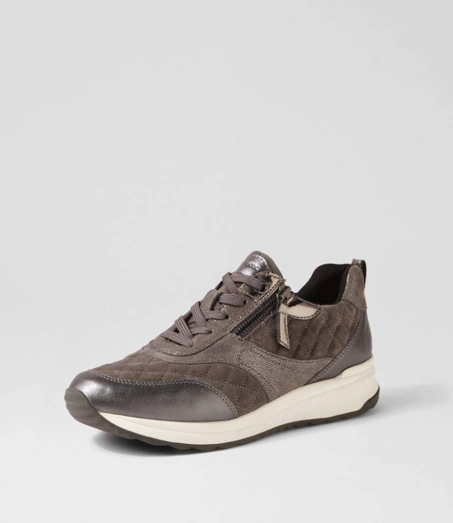 GEOX D Airell Az Dark Grey Suede Leather Sneakers | Comfort