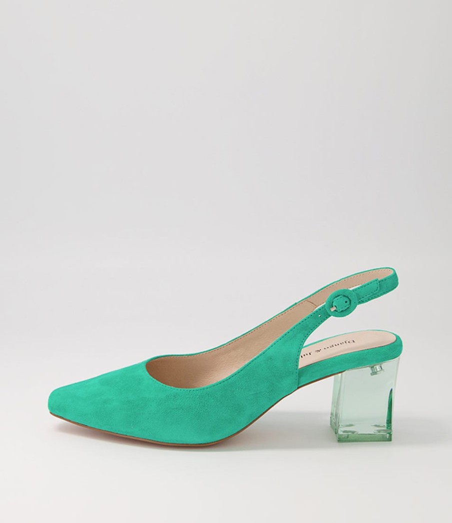 DJANGO & JULIETTE Hinnis Light Emerald Suede Heels | Heels