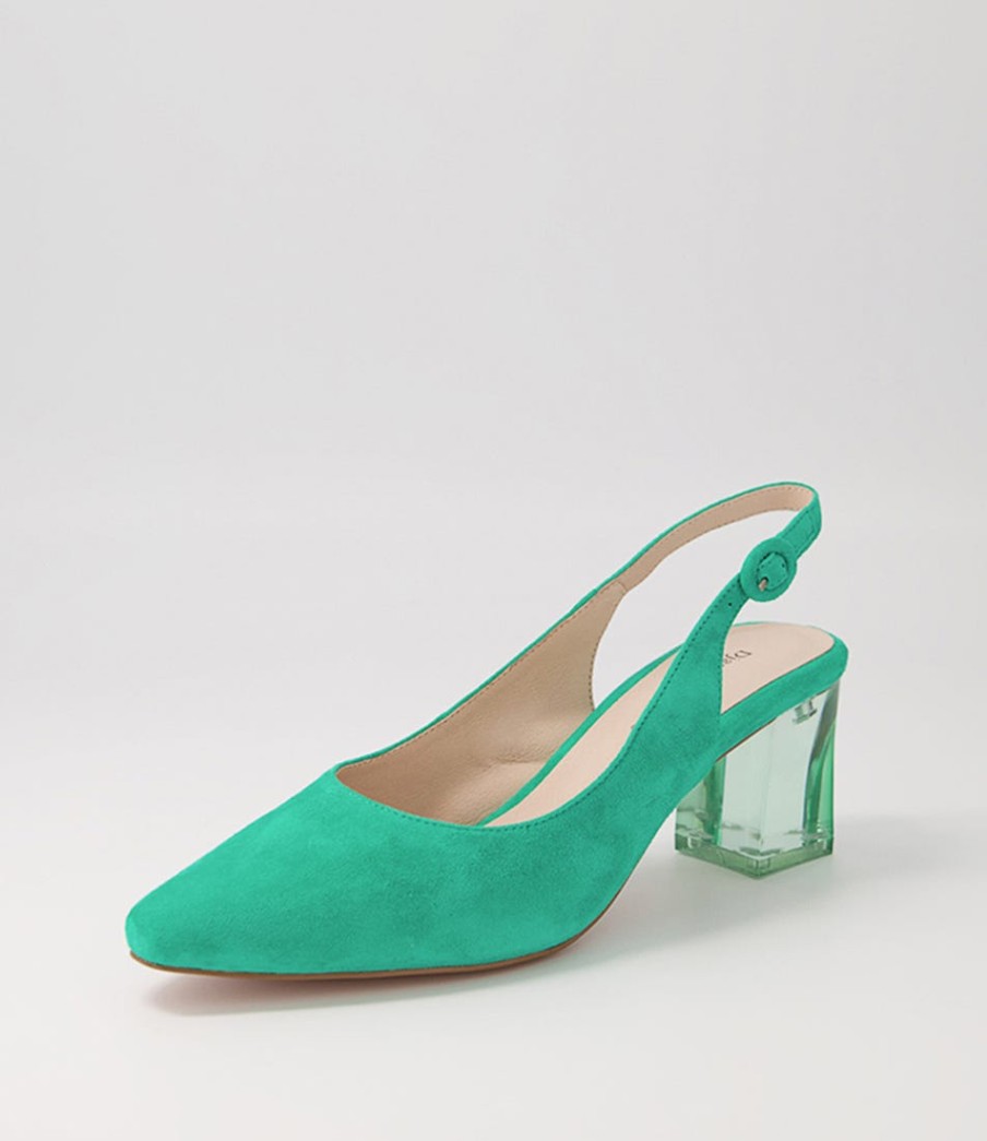 DJANGO & JULIETTE Hinnis Light Emerald Suede Heels | Heels