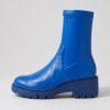 DJANGO & JULIETTE Urina Cobalt Blue Stretch Ankle Boots | Boots