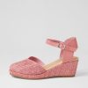 DJANGO & JULIETTE Rastan Pink Synthetic Raffia Leather Wedges | Espadrilles