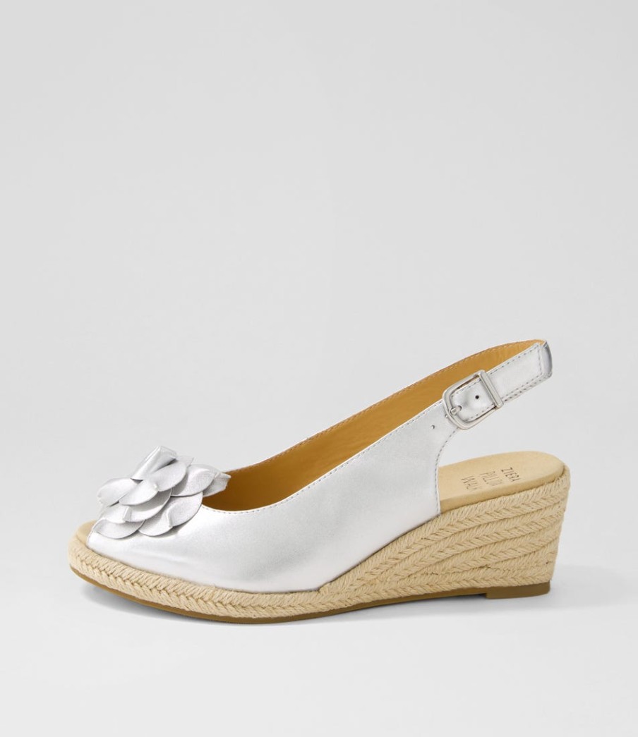 ZIERA Wawer W Silver Leather Sandals | Wedges