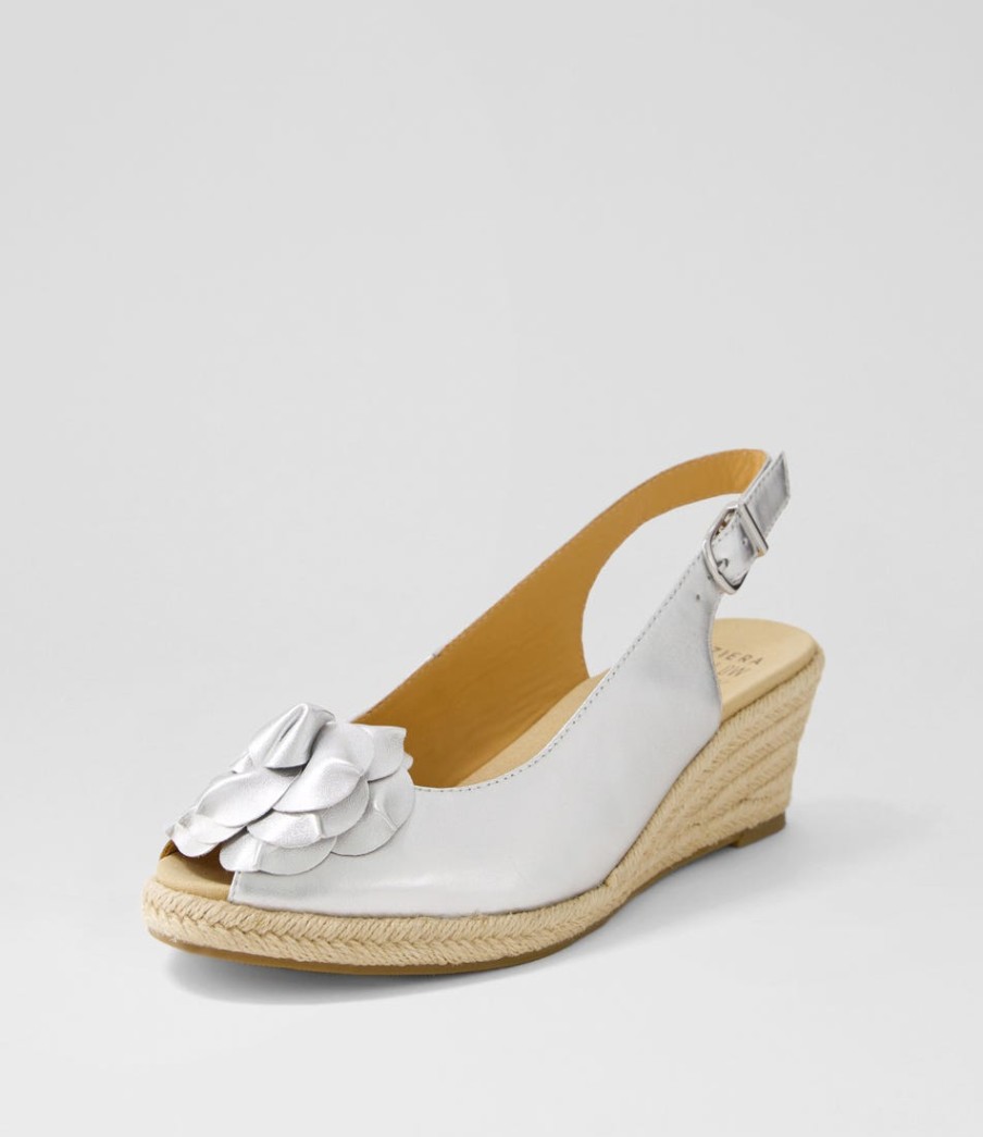 ZIERA Wawer W Silver Leather Sandals | Wedges